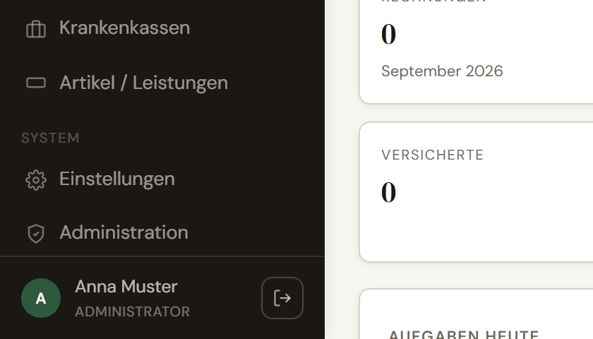 Links unten in NEXTplus steht der eigene Name – darauf klicken