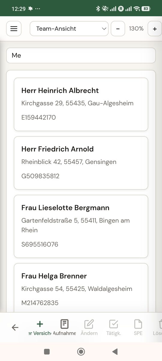 Klientenliste – Mobil